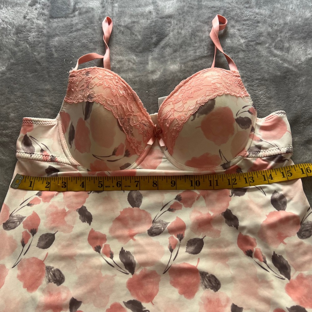 Marilyn Monroe Floral Lace Chemise Nightgown Pink White Underwire XL Sleeptime - Picture 6 of 8